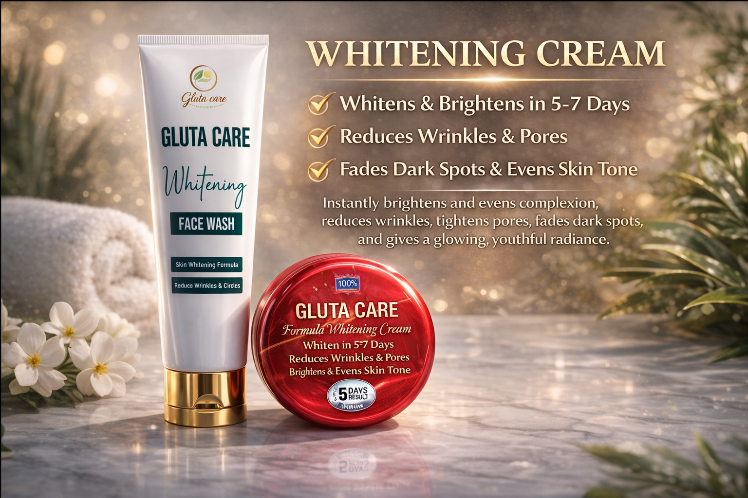 GLUTA CARE Face Wash & whitening Cream